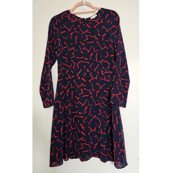 Shoshanna Carla Pritzker Print 100% Silk Printed Long Sleeve A-Line Mini Dress 4 - Picture 2 of 13